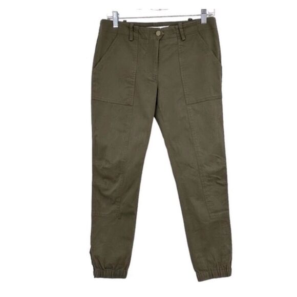 Veronica Beard Field Cargo Pants Army Green Elastic Jogger Hem Side Snaps Size 6 - Picture 5 of 8